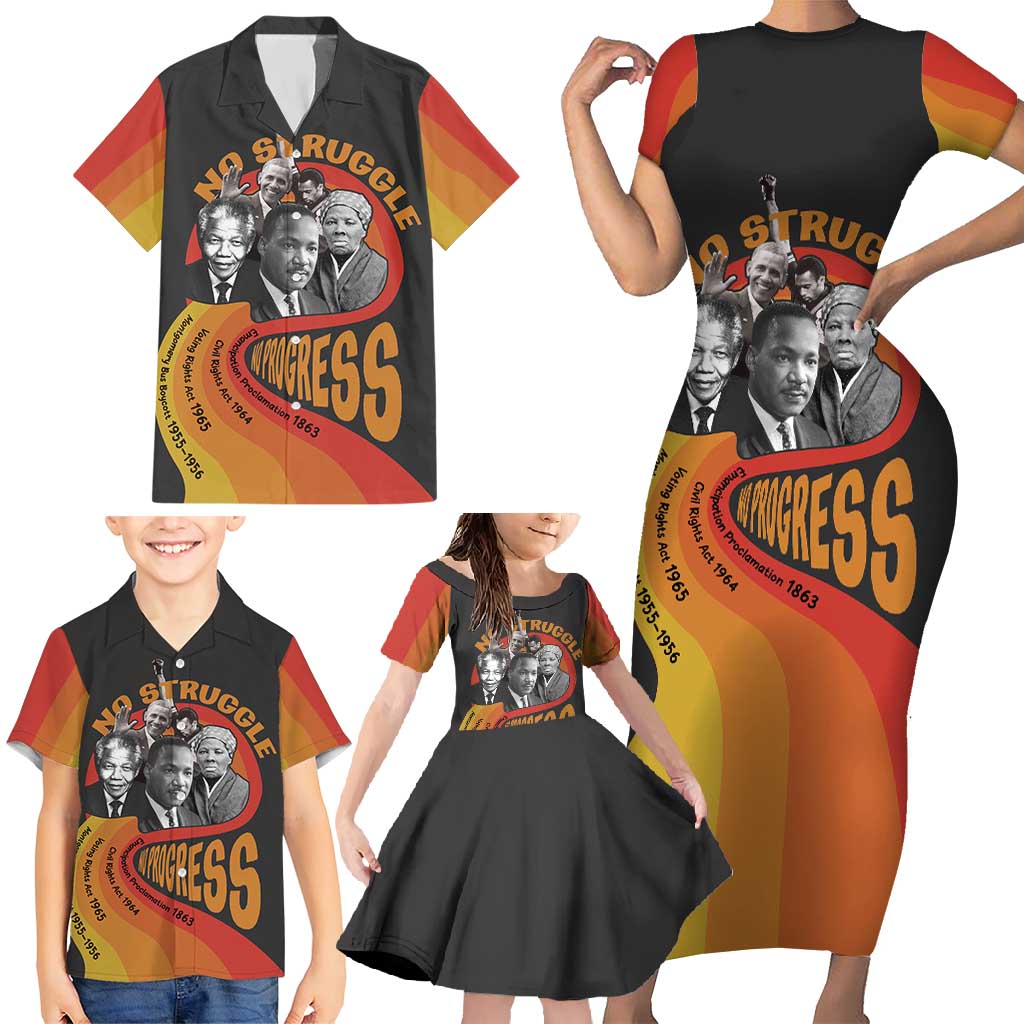 No Struggle No Progress Family Matching Short Sleeve Bodycon Dress and Hawaiian Shirt Civil Rights Leaders - Wonder Print Shop