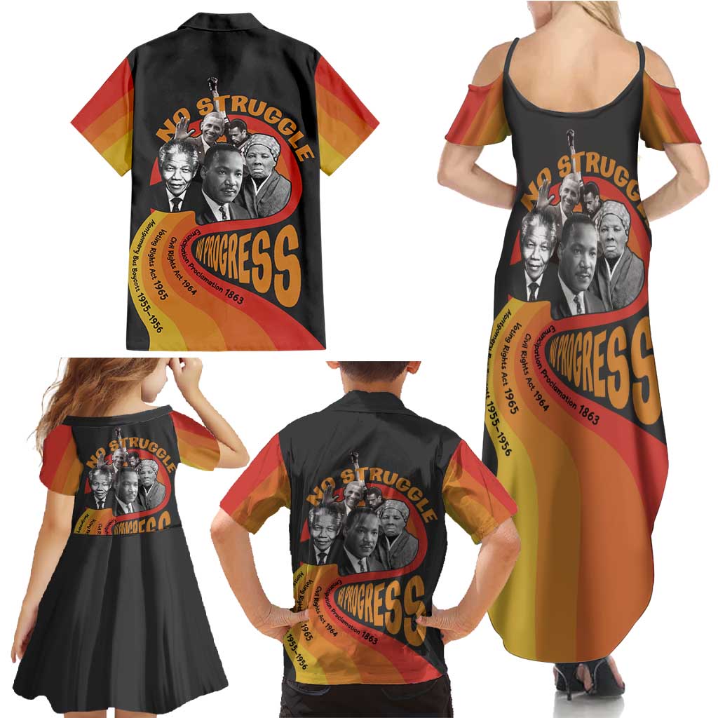 No Struggle No Progress Family Matching Summer Maxi Dress and Hawaiian Shirt Civil Rights Leaders - Wonder Print Shop