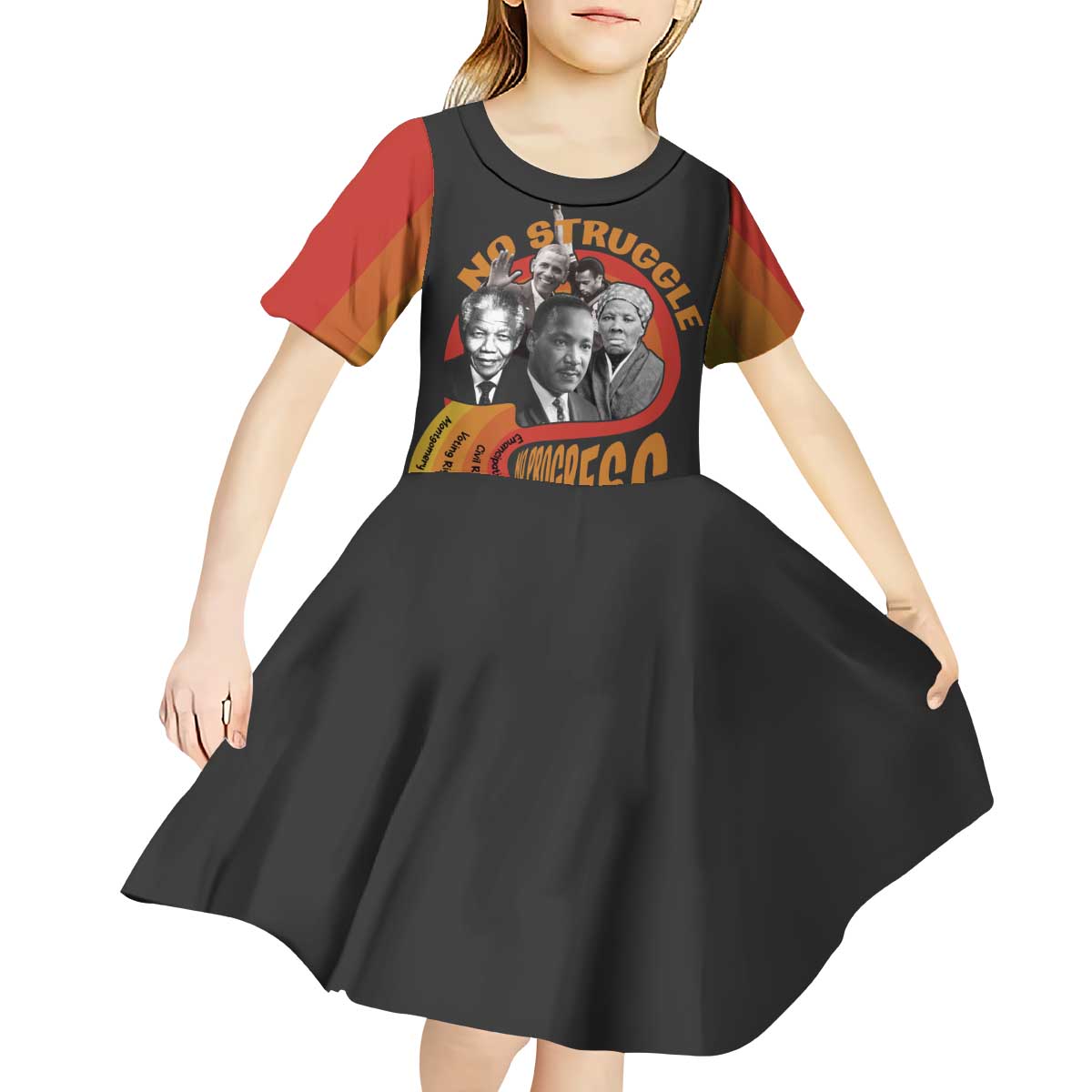 No Struggle No Progress Kid Short Sleeve Dress Civil Rights Leaders - Wonder Print Shop