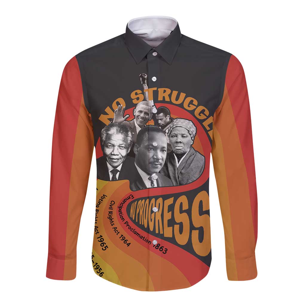 No Struggle No Progress Long Sleeve Button Shirt Civil Rights Leaders - Wonder Print Shop