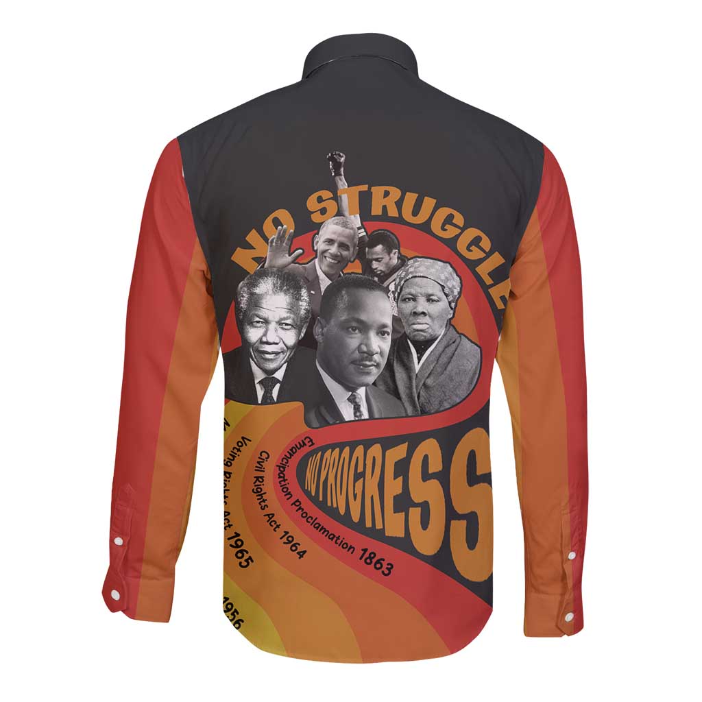 No Struggle No Progress Long Sleeve Button Shirt Civil Rights Leaders - Wonder Print Shop