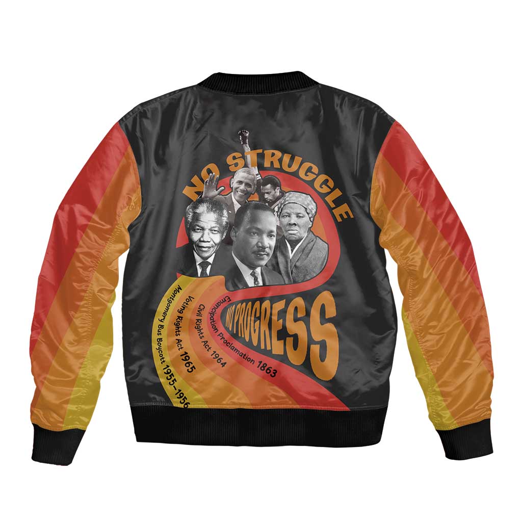 No Struggle No Progress Sleeve Zip Bomber Jacket Civil Rights Leaders - Wonder Print Shop