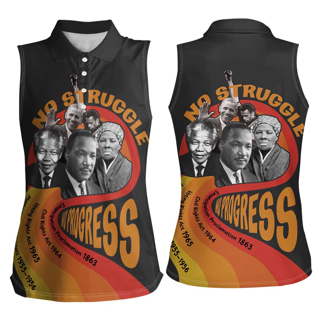 No Struggle No Progress Women Sleeveless Polo Shirt Civil Rights Leaders - Wonder Print Shop