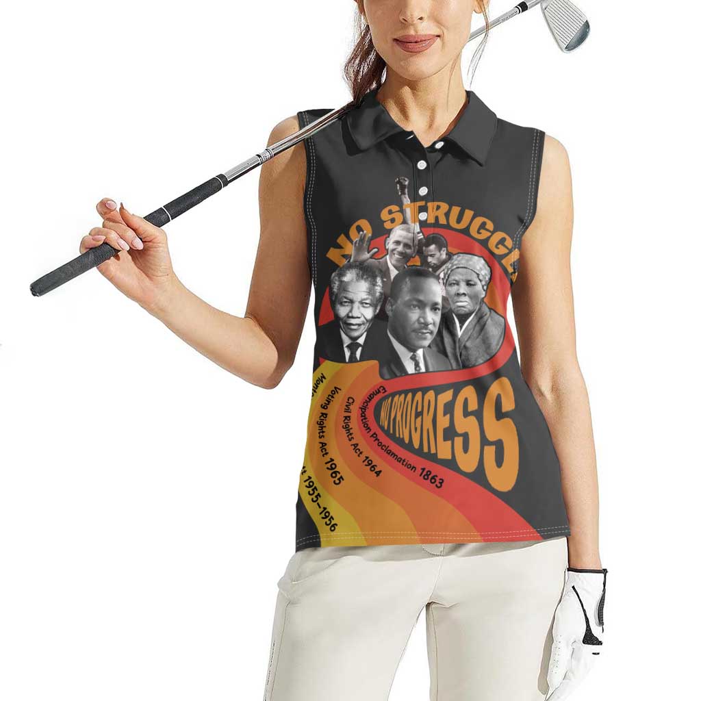 No Struggle No Progress Women Sleeveless Polo Shirt Civil Rights Leaders - Wonder Print Shop