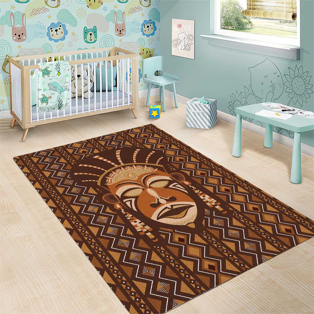 African Mask Printed Mudcloth Area Rug - Wonder Print Shop