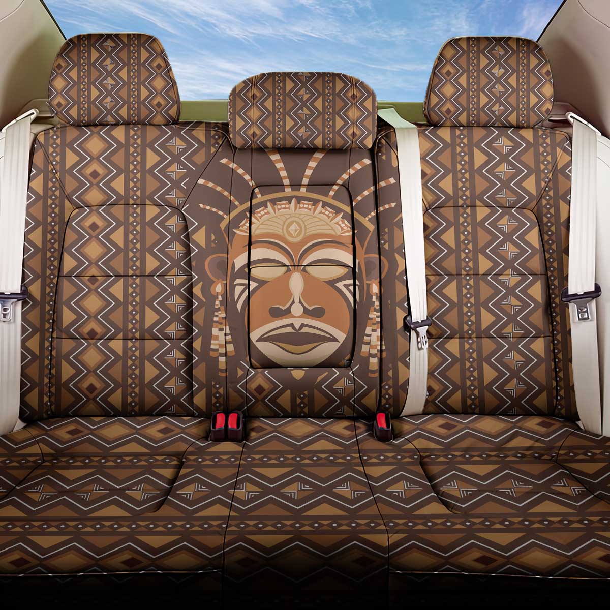 African Mask Printed Mudcloth Back Car Seat Cover - Wonder Print Shop