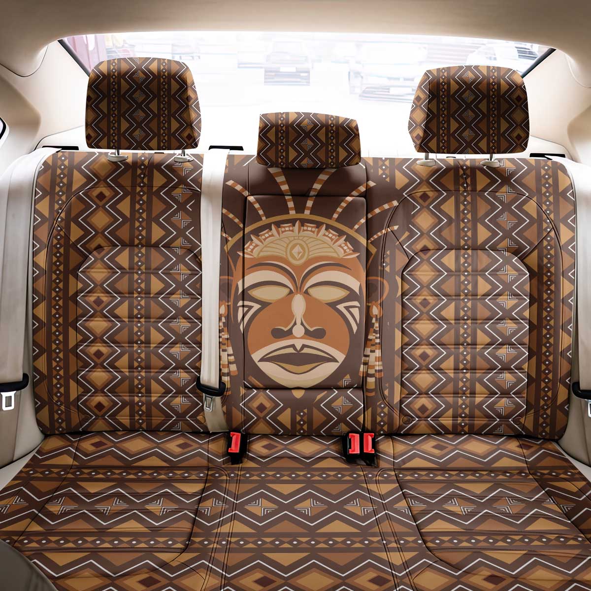 African Mask Printed Mudcloth Back Car Seat Cover - Wonder Print Shop