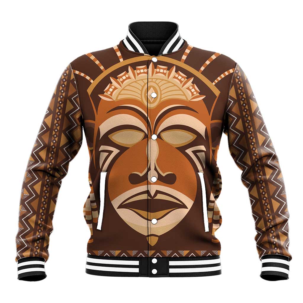 African Mask Printed Mudcloth Baseball Jacket - Wonder Print Shop