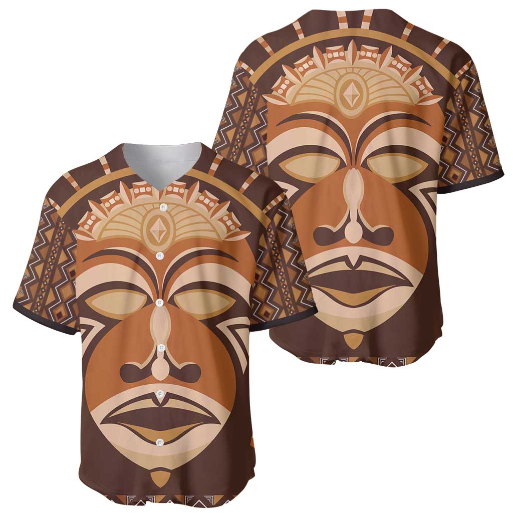 African Mask Printed Mudcloth Baseball Jersey - Wonder Print Shop