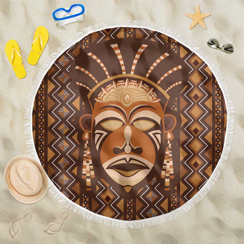 African Mask Printed Mudcloth Beach Blanket - Wonder Print Shop