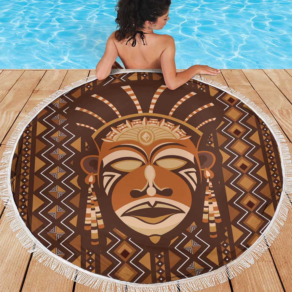 African Mask Printed Mudcloth Beach Blanket - Wonder Print Shop