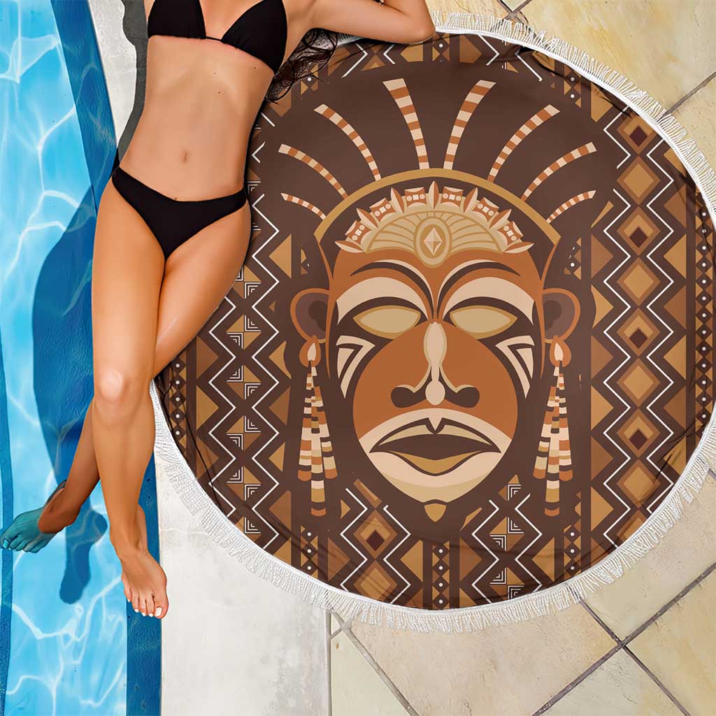 African Mask Printed Mudcloth Beach Blanket - Wonder Print Shop