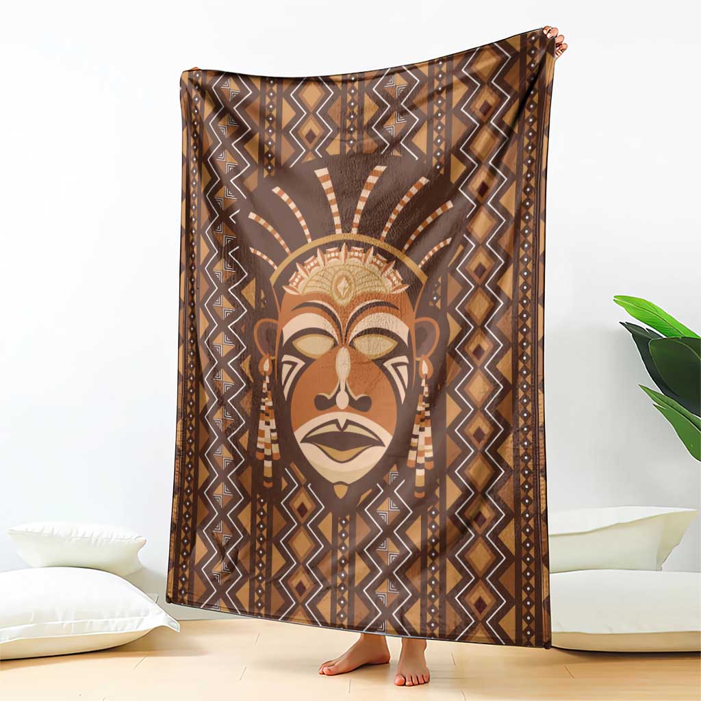 African Mask Printed Mudcloth Blanket