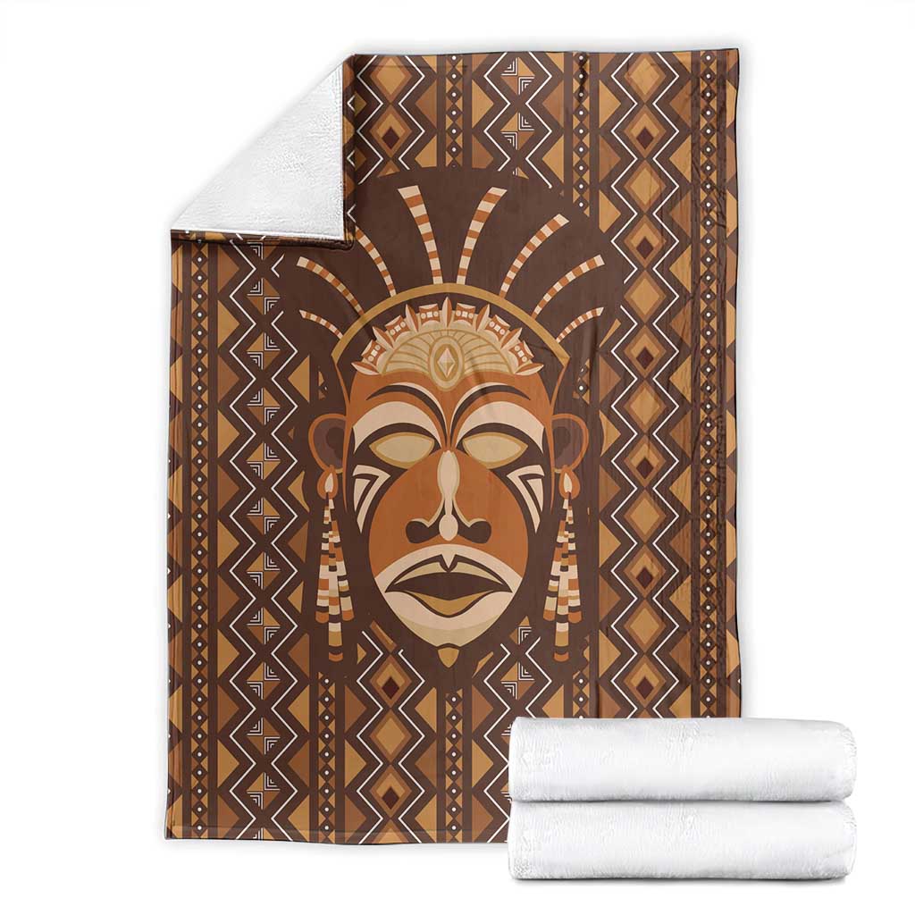 African Mask Printed Mudcloth Blanket