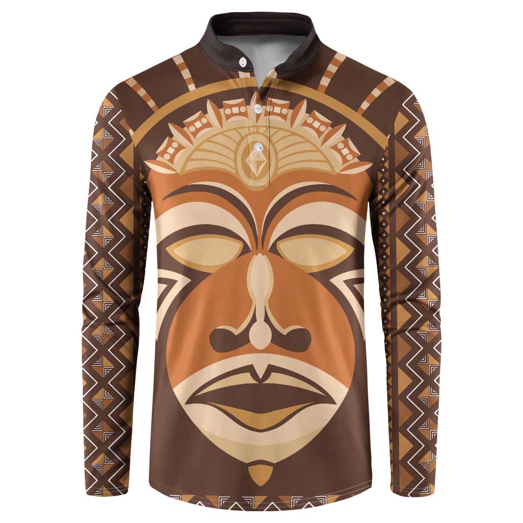 African Mask Printed Mudcloth Button Sweatshirt - Wonder Print Shop