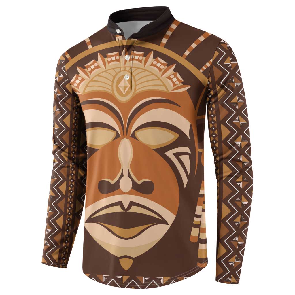 African Mask Printed Mudcloth Button Sweatshirt - Wonder Print Shop