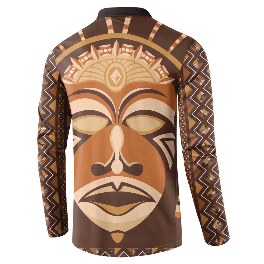 African Mask Printed Mudcloth Button Sweatshirt - Wonder Print Shop