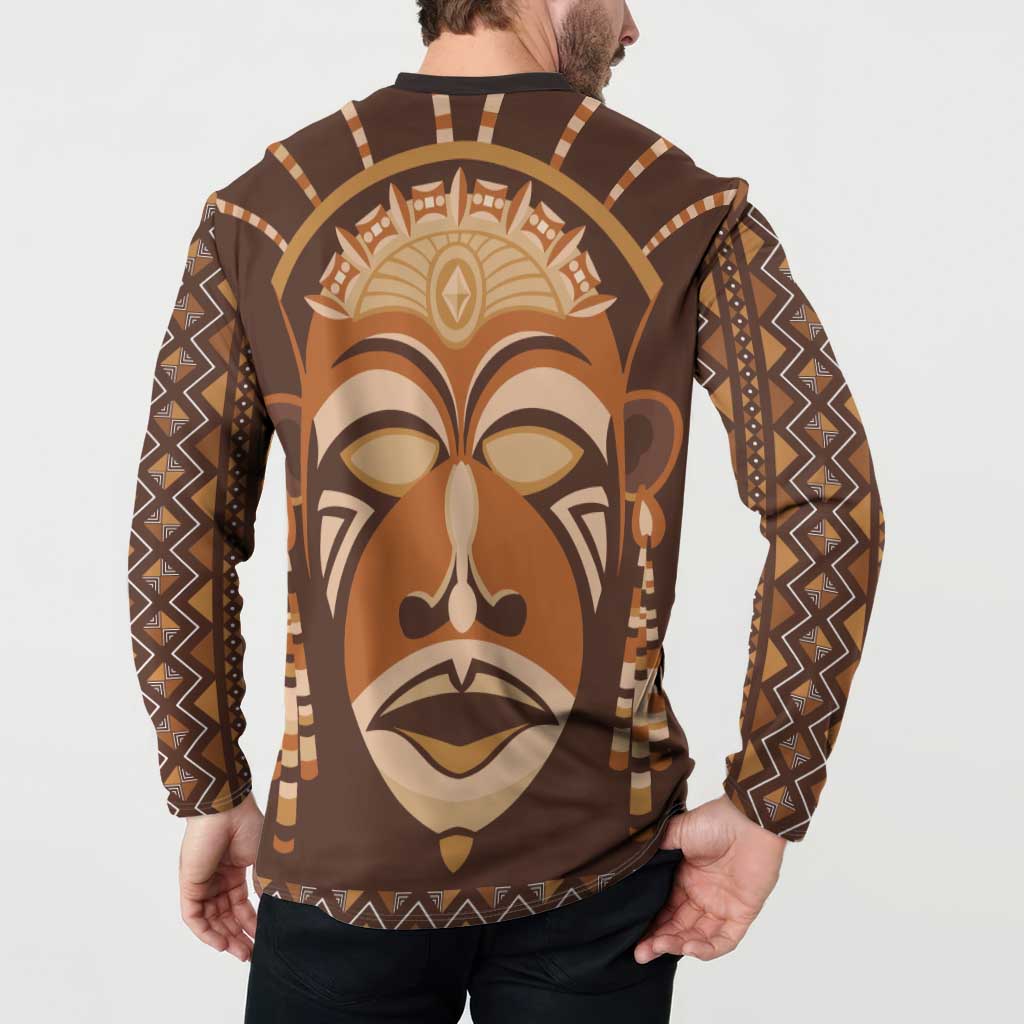 African Mask Printed Mudcloth Button Sweatshirt - Wonder Print Shop
