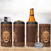 African Mask Printed Mudcloth 4 in 1 Can Cooler Tumbler - Wonder Print Shop
