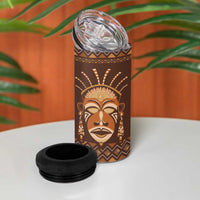 African Mask Printed Mudcloth 4 in 1 Can Cooler Tumbler - Wonder Print Shop