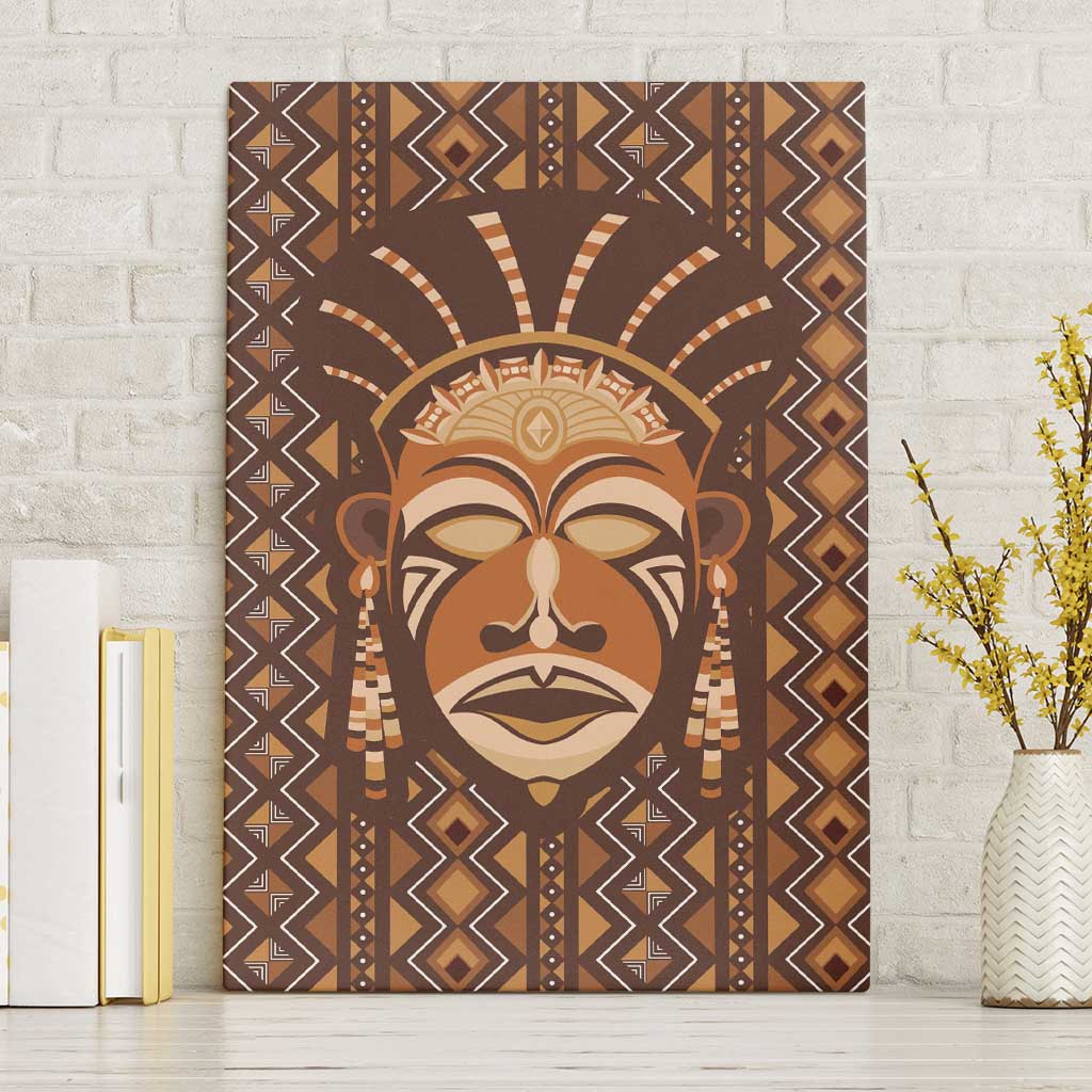 African Mask Printed Mudcloth Canvas Wall Art - Wonder Print Shop