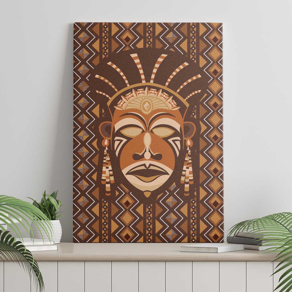 African Mask Printed Mudcloth Canvas Wall Art - Wonder Print Shop