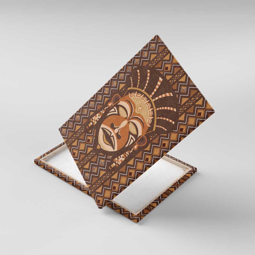 African Mask Printed Mudcloth Canvas Wall Art - Wonder Print Shop