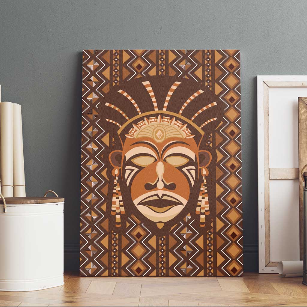 African Mask Printed Mudcloth Canvas Wall Art - Wonder Print Shop