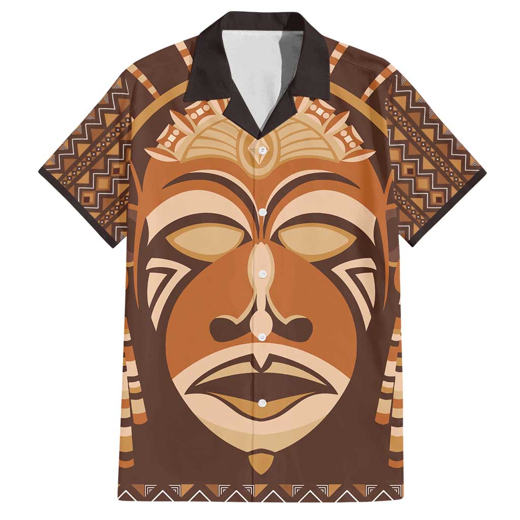 African Mask Printed Mudcloth Family Matching Long Sleeve Bodycon Dress and Hawaiian Shirt - Wonder Print Shop