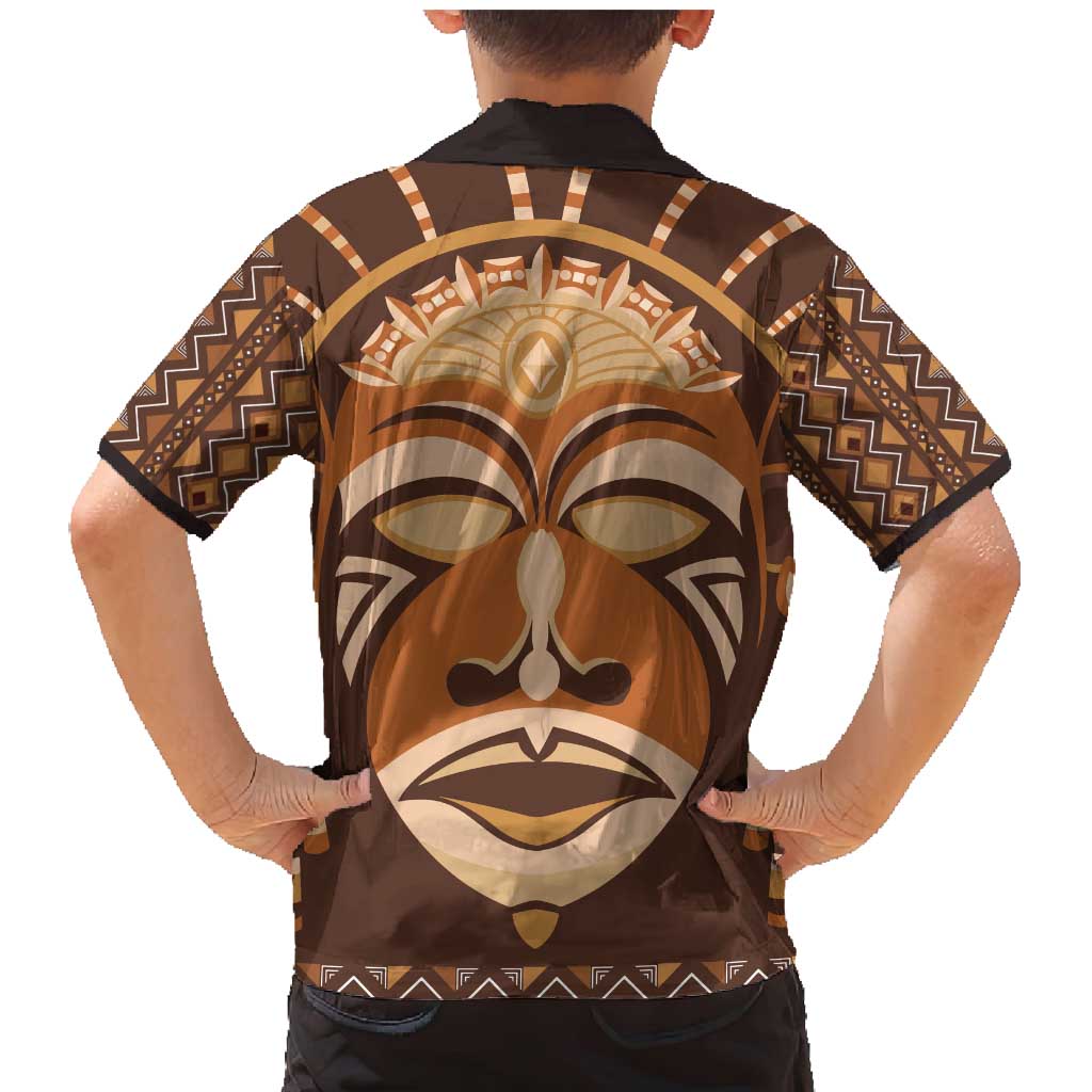 African Mask Printed Mudcloth Family Matching Mermaid Dress and Hawaiian Shirt - Wonder Print Shop