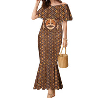 African Mask Printed Mudcloth Family Matching Mermaid Dress and Hawaiian Shirt - Wonder Print Shop