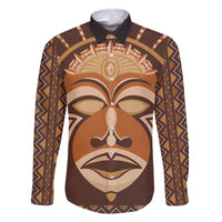 African Mask Printed Mudcloth Family Matching Off Shoulder Maxi Dress and Hawaiian Shirt - Wonder Print Shop