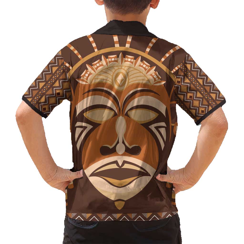 African Mask Printed Mudcloth Family Matching Off Shoulder Short Dress and Hawaiian Shirt - Wonder Print Shop