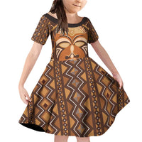 African Mask Printed Mudcloth Family Matching Off Shoulder Short Dress and Hawaiian Shirt - Wonder Print Shop