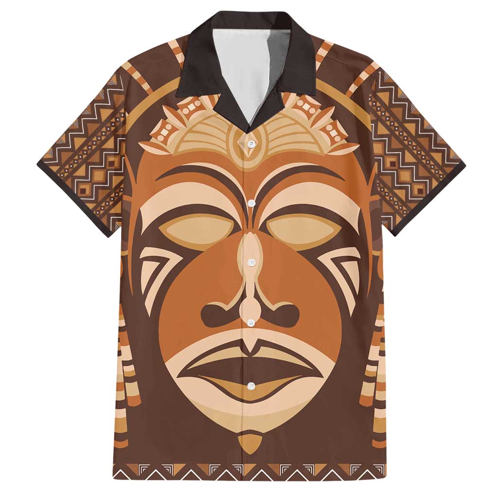 African Mask Printed Mudcloth Family Matching Short Sleeve Bodycon Dress and Hawaiian Shirt - Wonder Print Shop