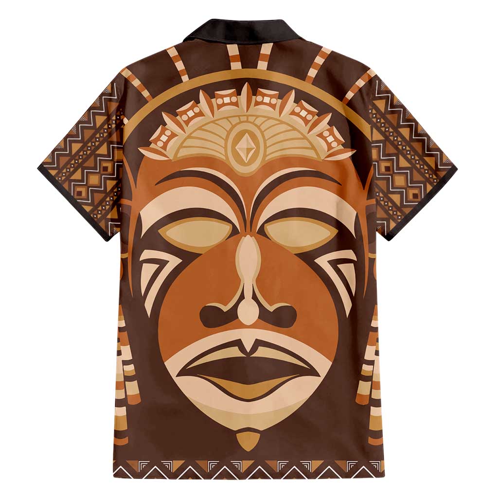 African Mask Printed Mudcloth Family Matching Short Sleeve Bodycon Dress and Hawaiian Shirt - Wonder Print Shop