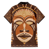 African Mask Printed Mudcloth Family Matching Short Sleeve Bodycon Dress and Hawaiian Shirt - Wonder Print Shop