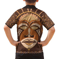 African Mask Printed Mudcloth Family Matching Tank Maxi Dress and Hawaiian Shirt - Wonder Print Shop