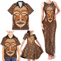 African Mask Printed Mudcloth Family Matching Tank Maxi Dress and Hawaiian Shirt - Wonder Print Shop
