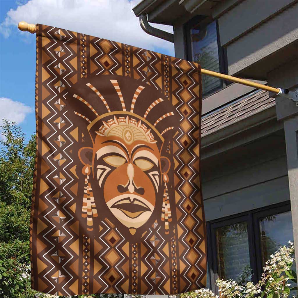 African Mask Printed Mudcloth Garden Flag - Wonder Print Shop