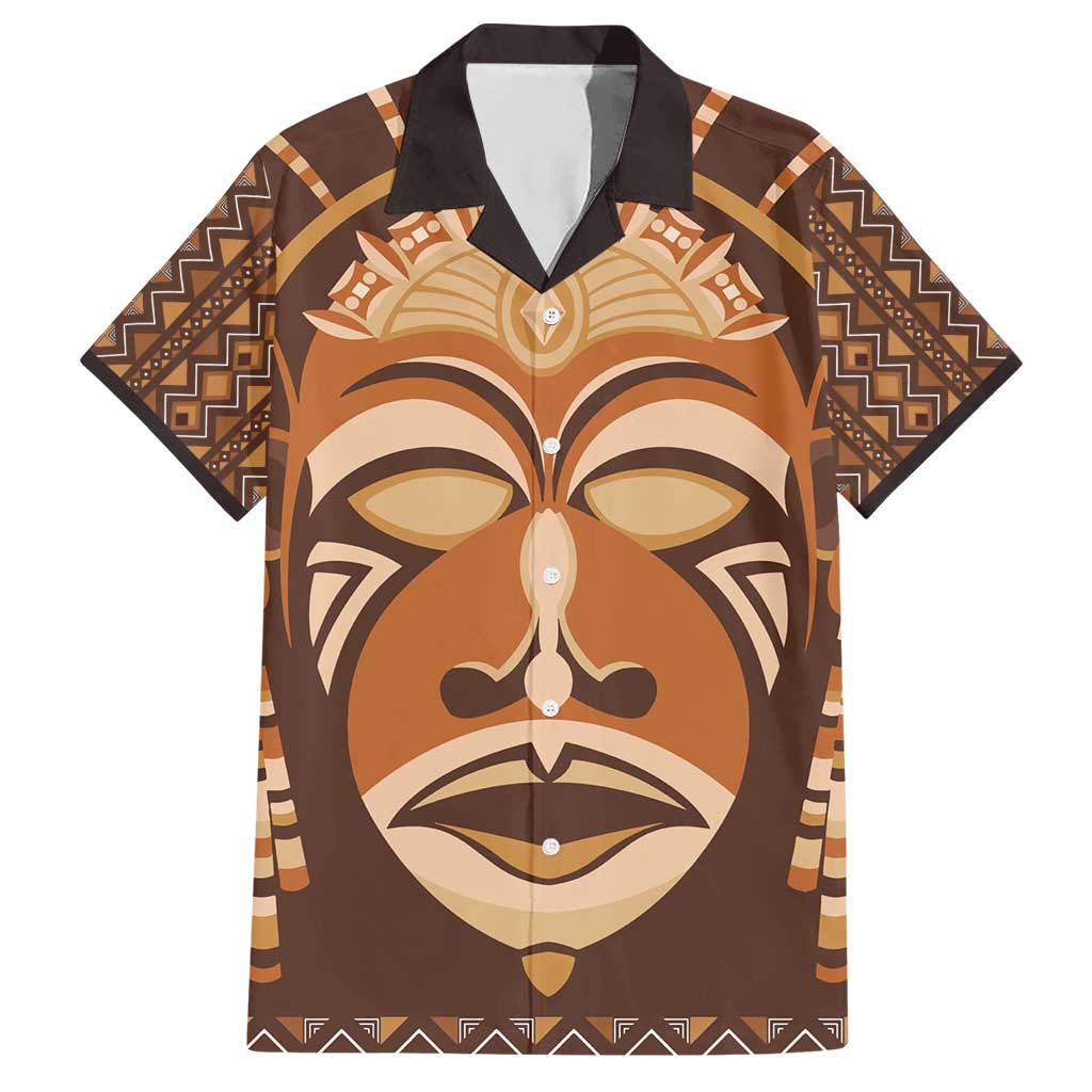 African Mask Printed Mudcloth Hawaiian Shirt - Wonder Print Shop
