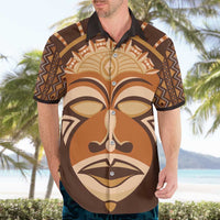 African Mask Printed Mudcloth Hawaiian Shirt - Wonder Print Shop
