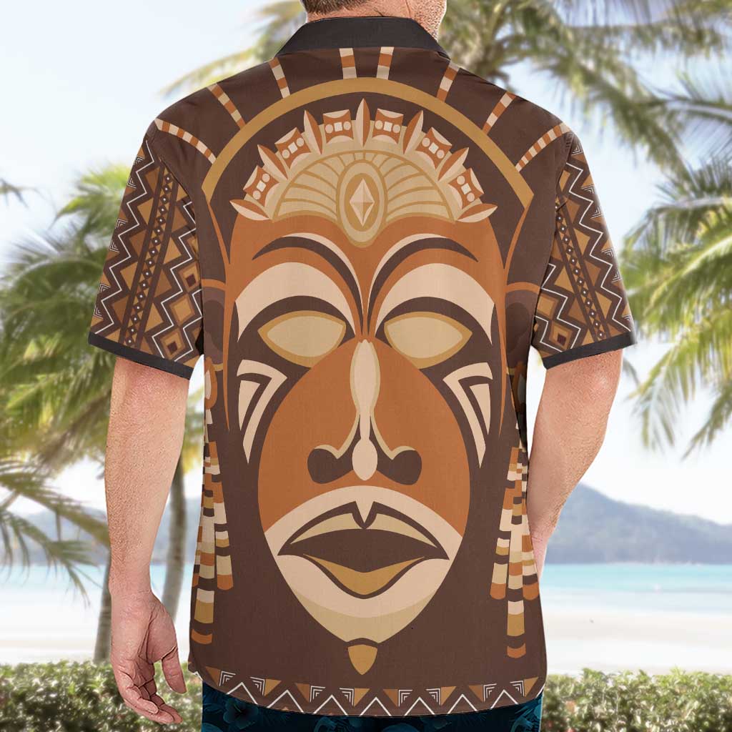 African Mask Printed Mudcloth Hawaiian Shirt - Wonder Print Shop