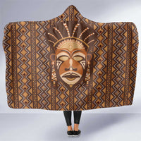 African Mask Printed Mudcloth Hooded Blanket