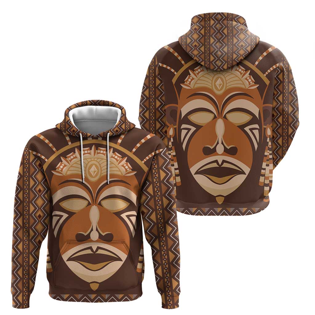 African Mask Printed Mudcloth Hoodie - Wonder Print Shop