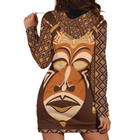 African Mask Printed Mudcloth Hoodie Dress - Wonder Print Shop