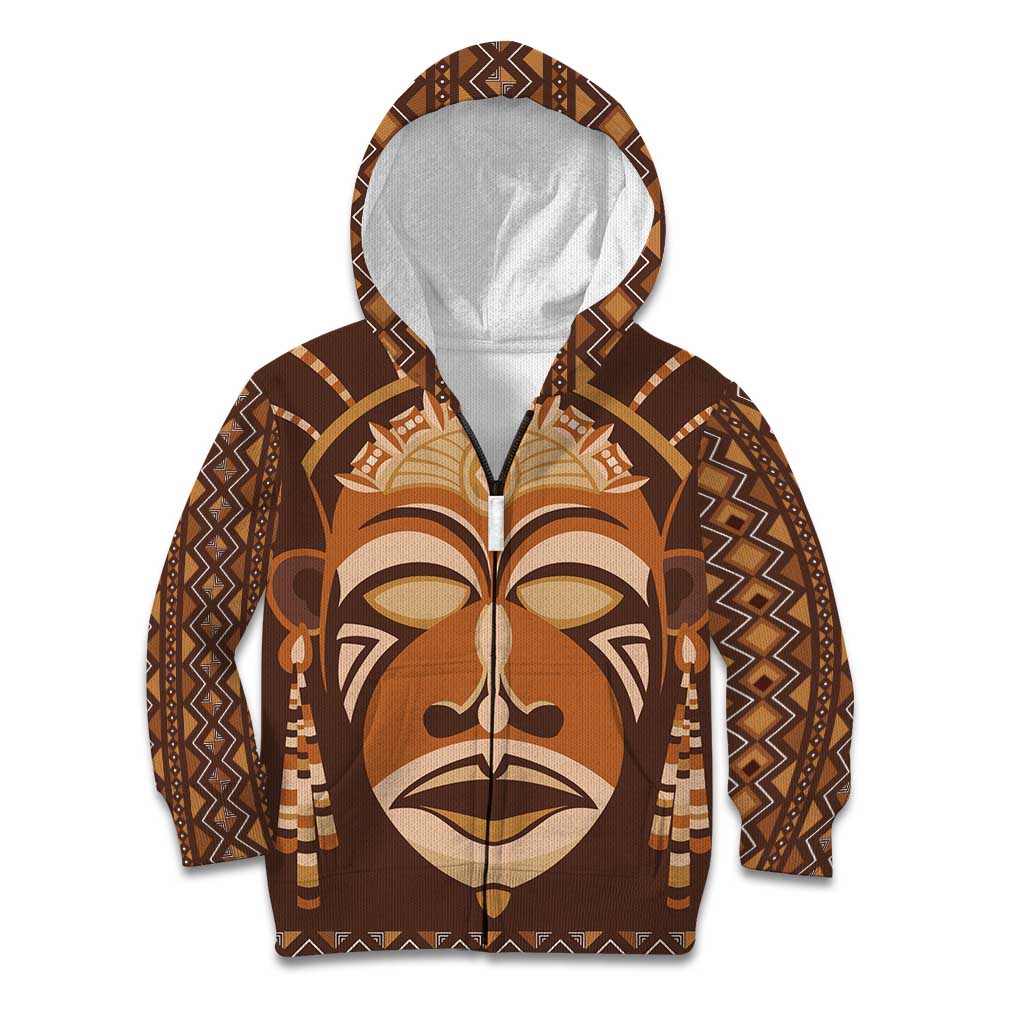 African Mask Printed Mudcloth Kid Hoodie - Wonder Print Shop