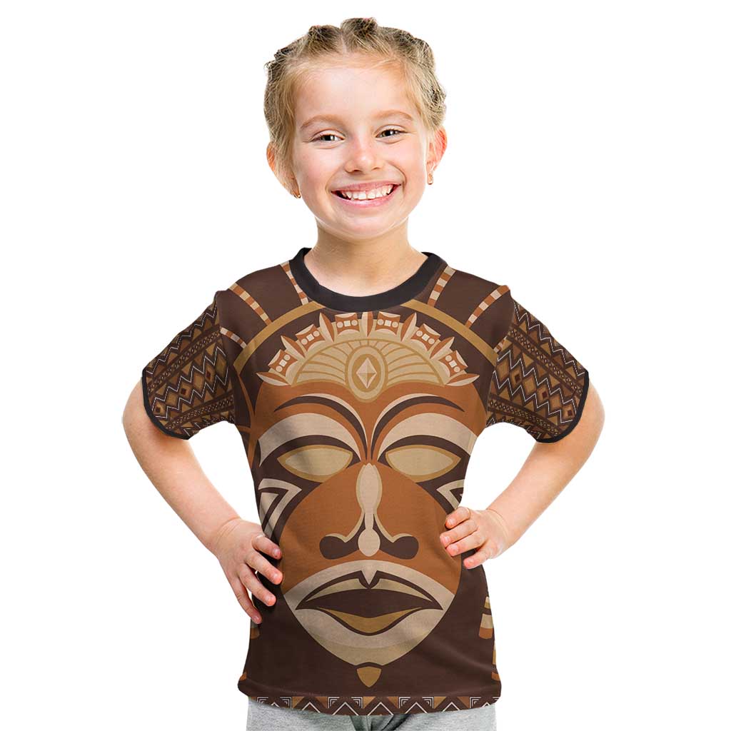 African Mask Printed Mudcloth Kid T Shirt - Wonder Print Shop