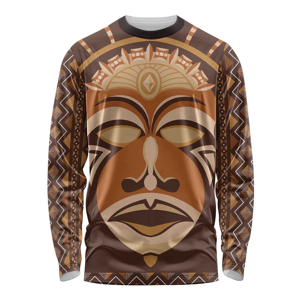 African Mask Printed Mudcloth Long Sleeve Shirt - Wonder Print Shop