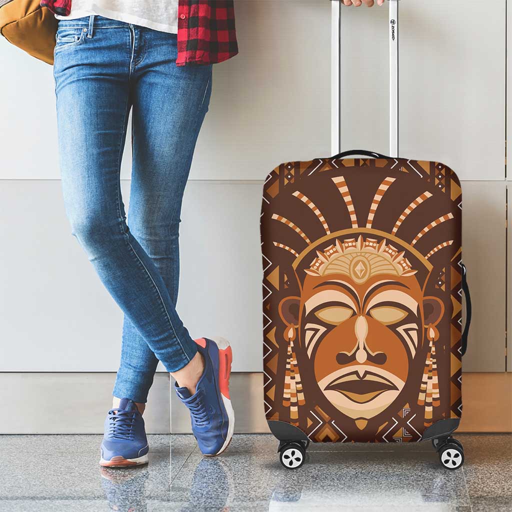 African Mask Printed Mudcloth Luggage Cover - Wonder Print Shop